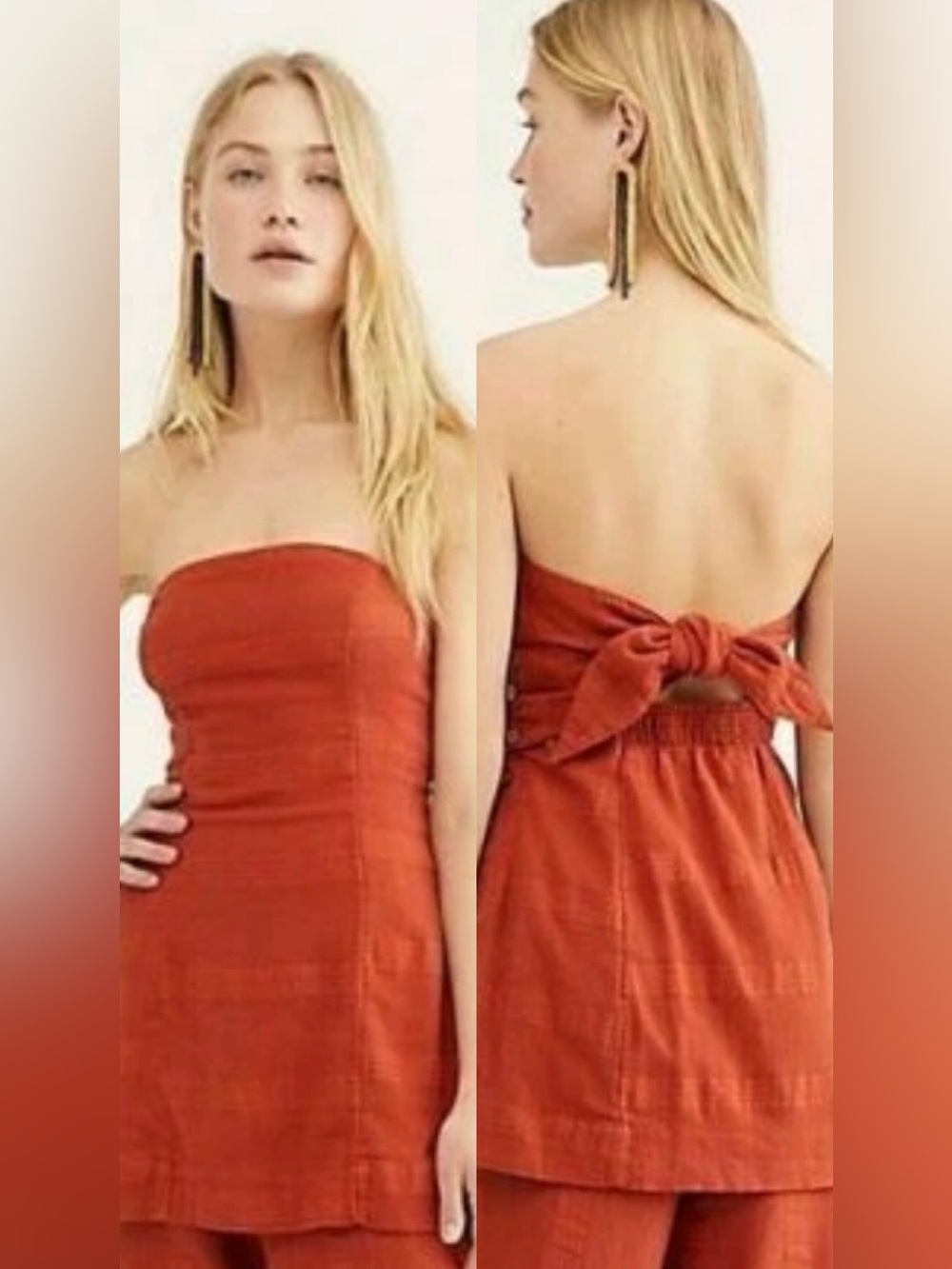 Free People This Is Love Button Strapless Endless Summer Brick Tunic Tube Top